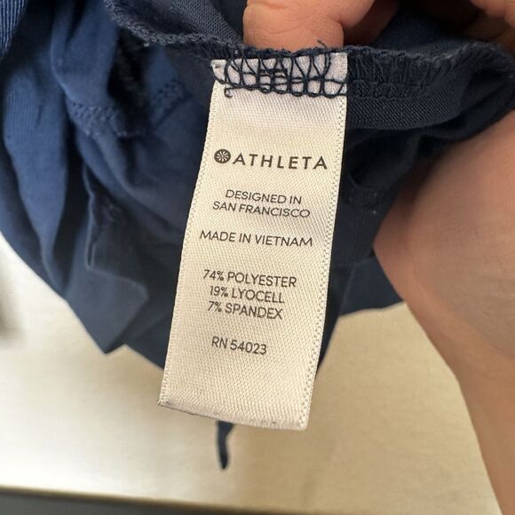 Women’s Athleta Blue Open Twisted Back 1x Longsleeve Shirt Yoga Athletic Keyhole - Picture 7 of 7